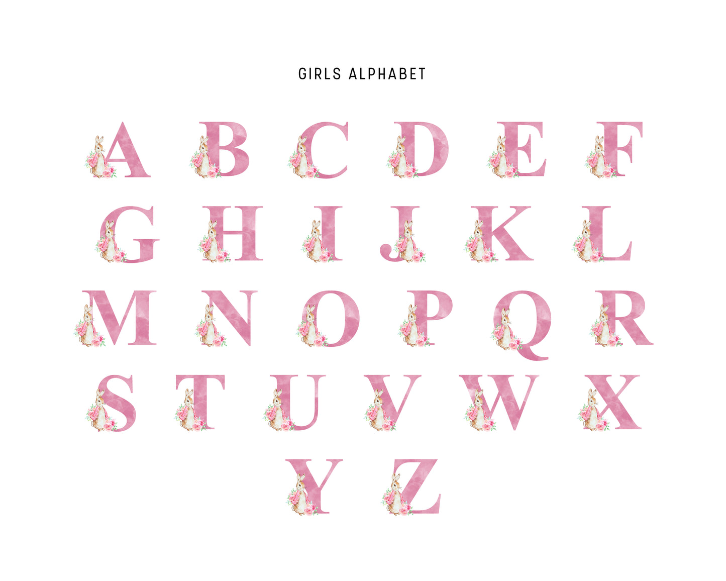 Personalised Baby Outfit with Rabbit & Initial – Pink or Blue Sleepsuit, Vest or Babygrow – New Baby Gift