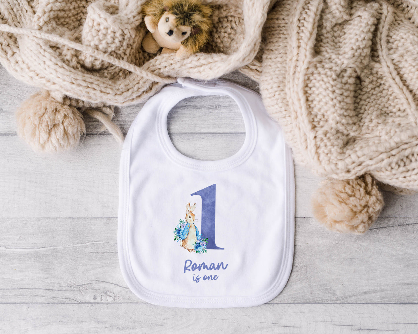Personalised First Birthday Baby Vest / Bodysuit – Custom Name 1st Birthday Outfit with Rabbit Design