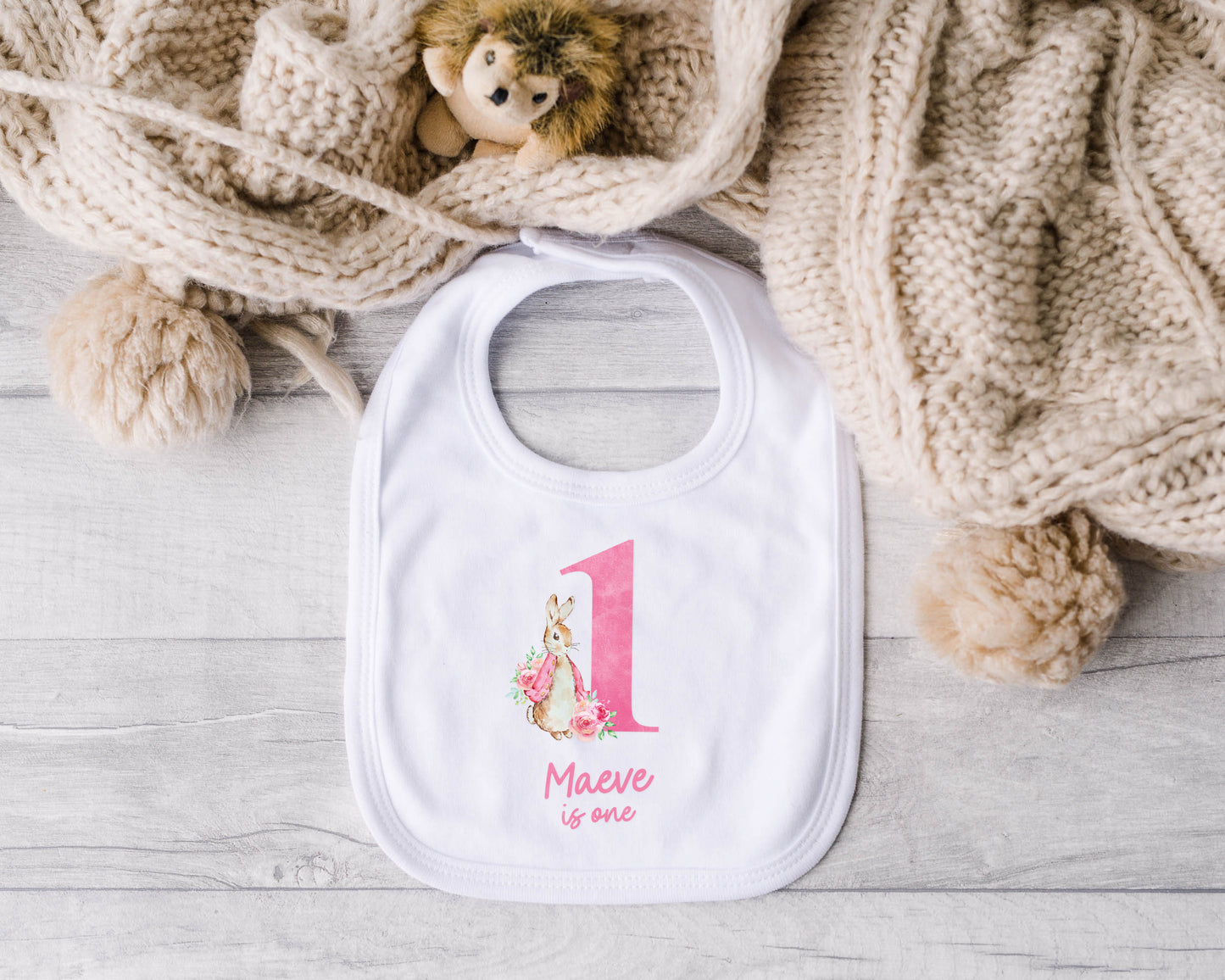Personalised First Birthday Baby Vest / Bodysuit – Custom Name 1st Birthday Outfit with Rabbit Design