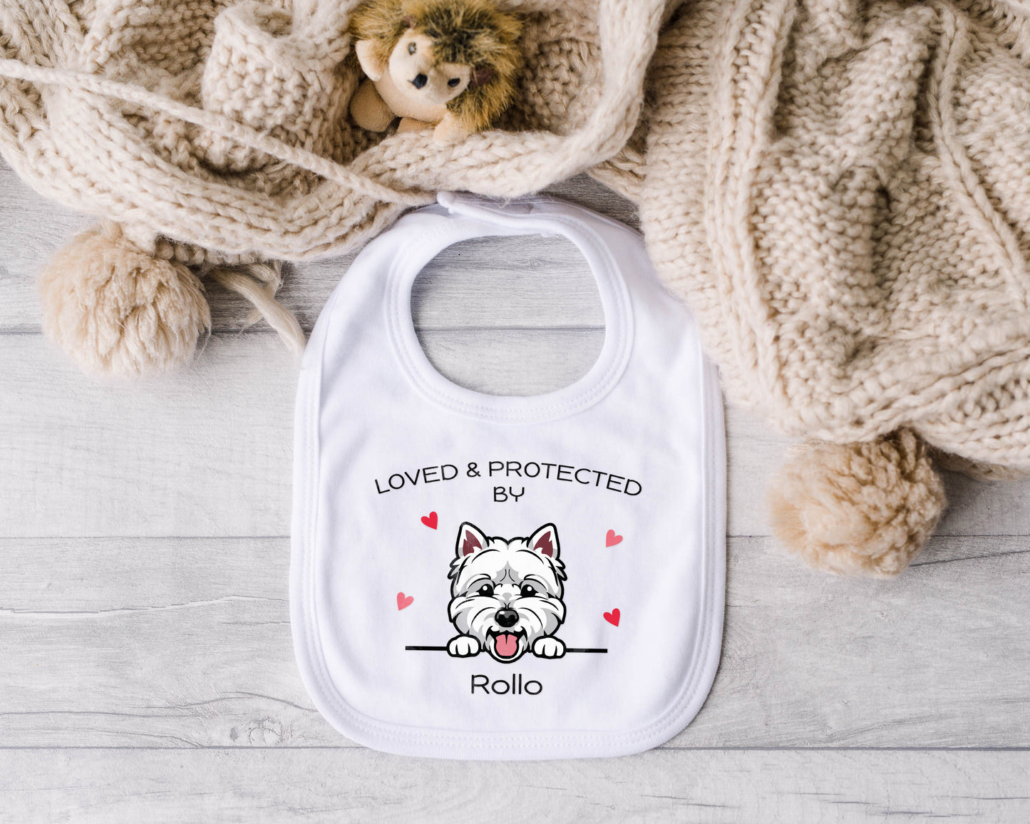 Personalised ‘Protected by Dog’ Baby Grow – Custom Dog Name & Breed