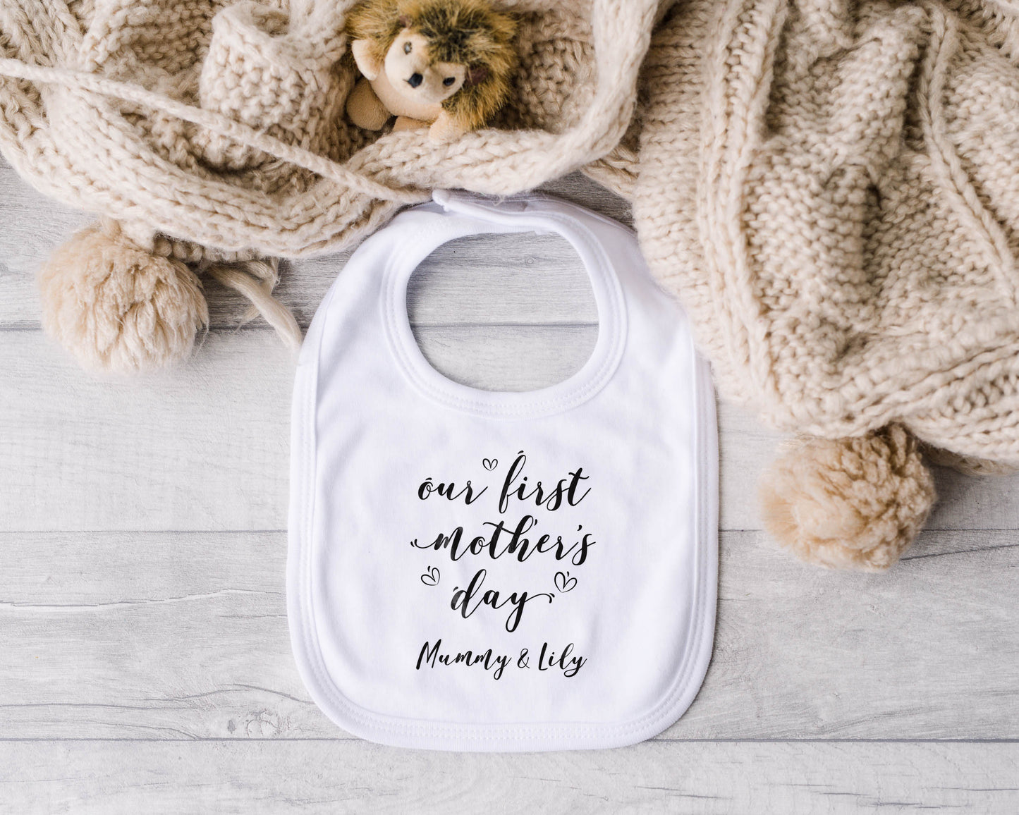 Our First Mother’s Day Matching Set – Personalised Mum T-Shirt & Baby Vest, Sleepsuit or Bib – Custom Gift for Mummy & Baby