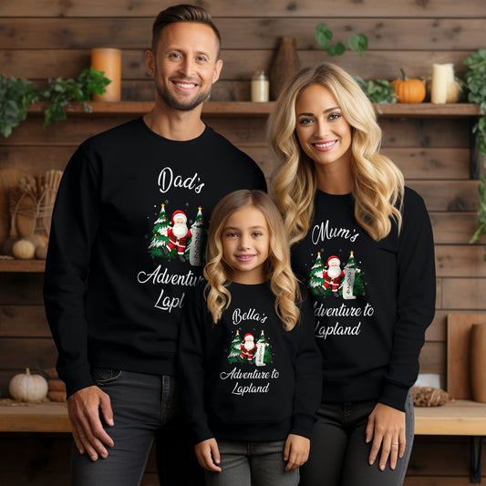 Personalised Family Lapland Sweaters – Matching Santa Trip Jumpers for Kids & Adults
