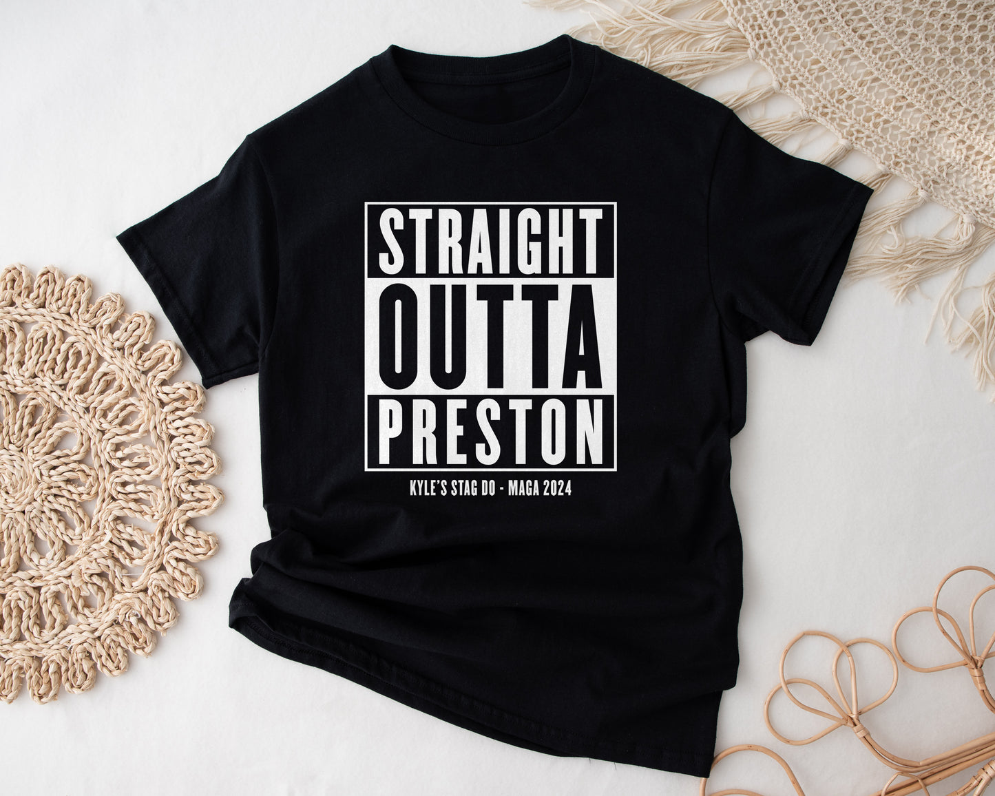 Custom “Straight Outta” Stag Party T-Shirt