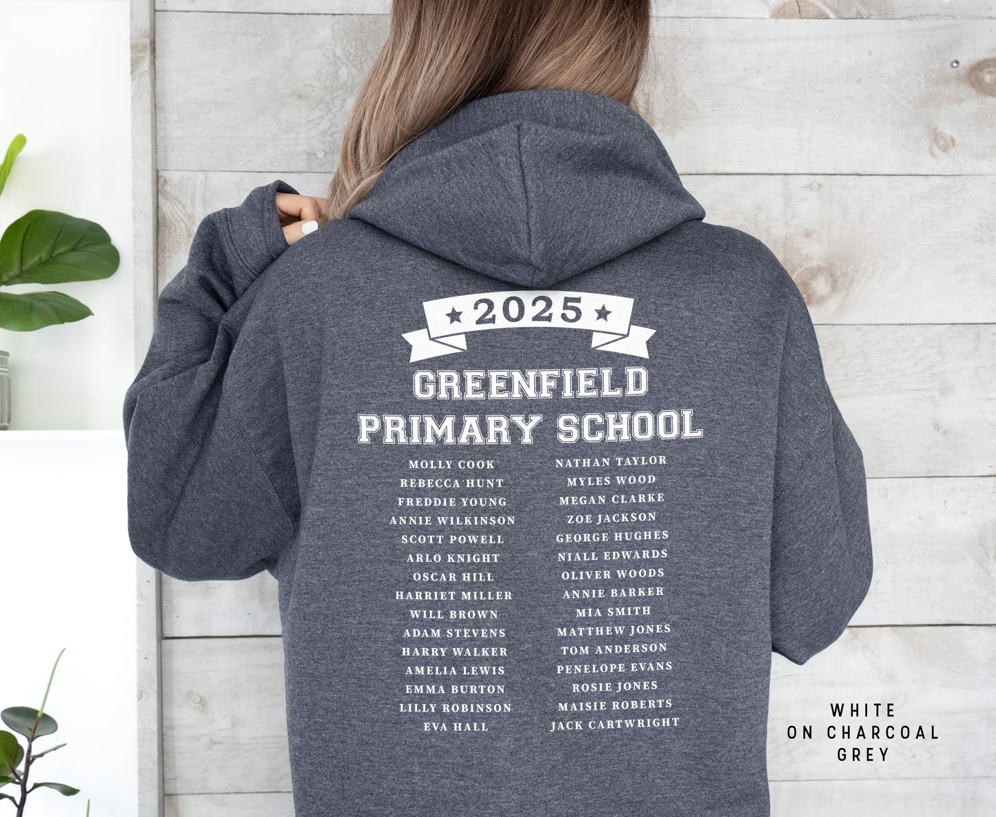 School Leavers Hoodie - Featuring School Name 2025 Style  E