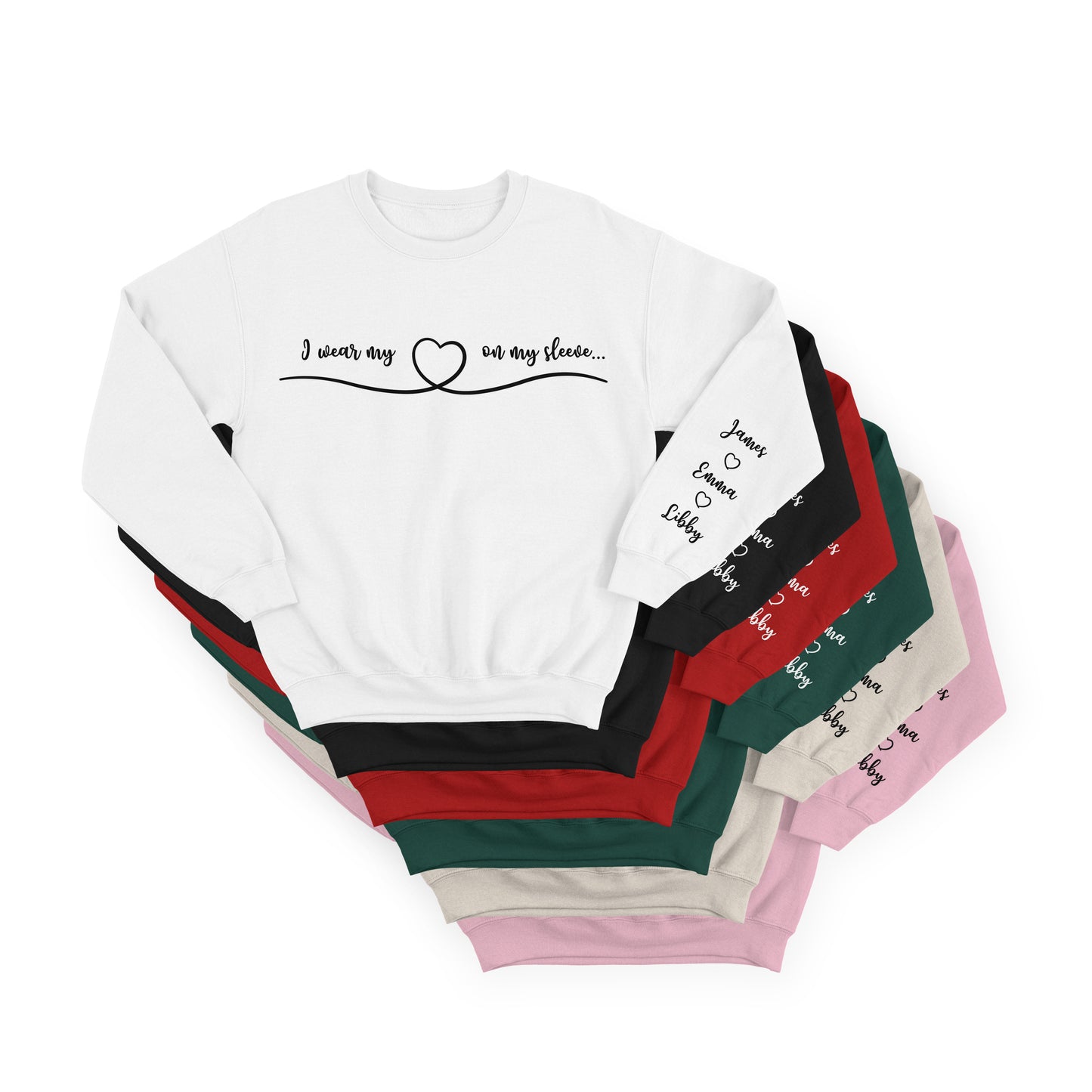 Personalised Mother Crewneck Sweatshirt with Kids Name On Sleeve Jumper