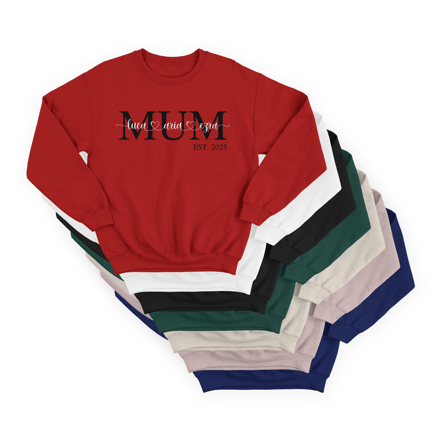 Mum Monogram Sweatshirt with Kids Name On Sleeve and Chest