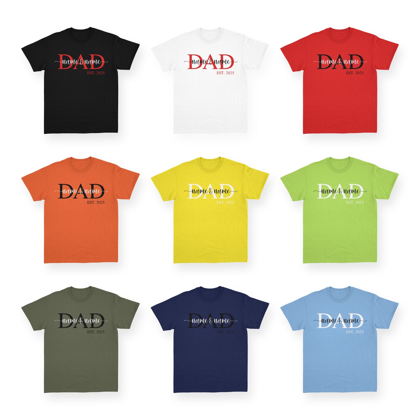 Personalised “DAD Est.” Monogram T-Shirt with Kids’ Names