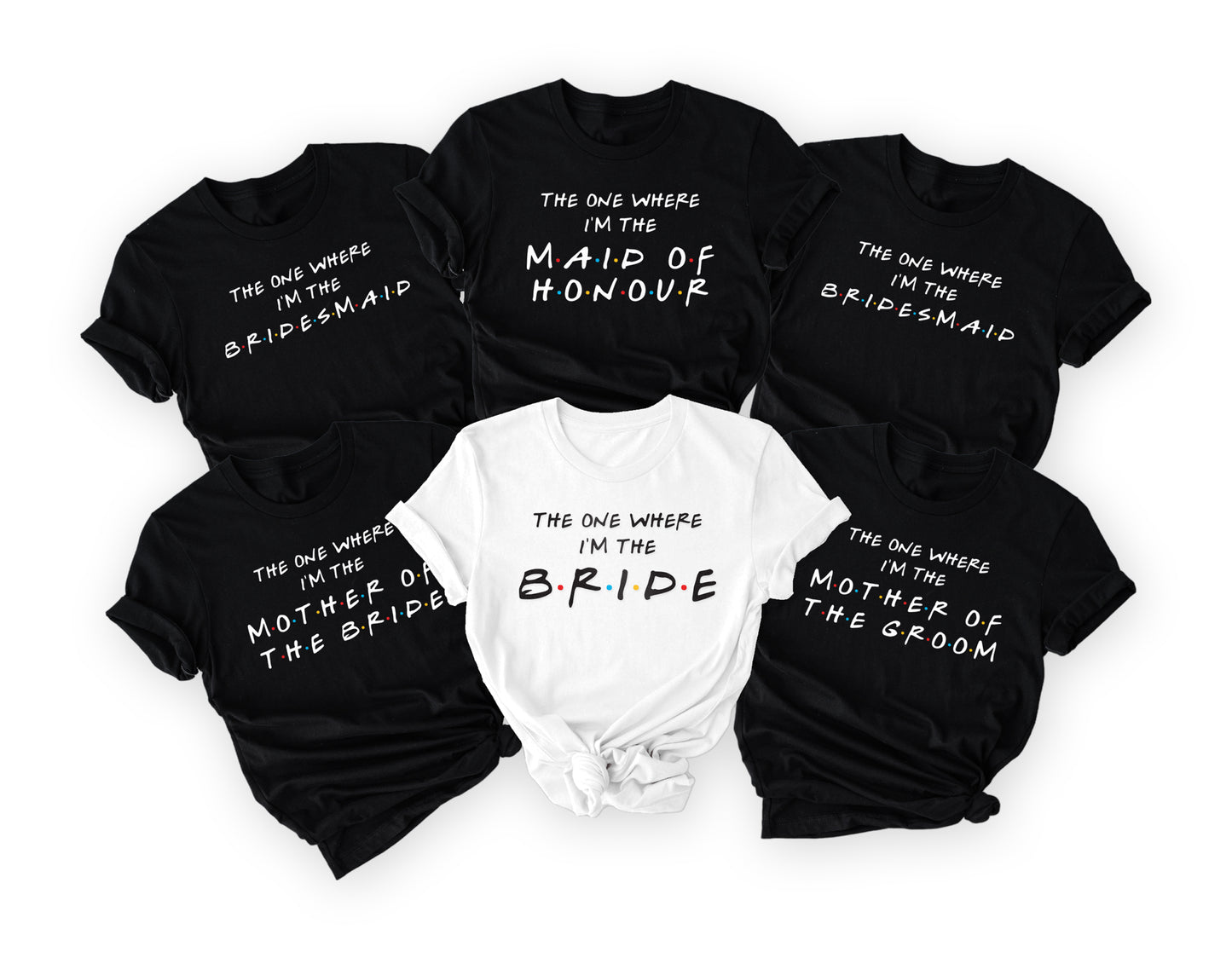 Personalised Friends Hen Party T-Shirts – "The One Where" Bride & Team Bride Tops (Style 2)