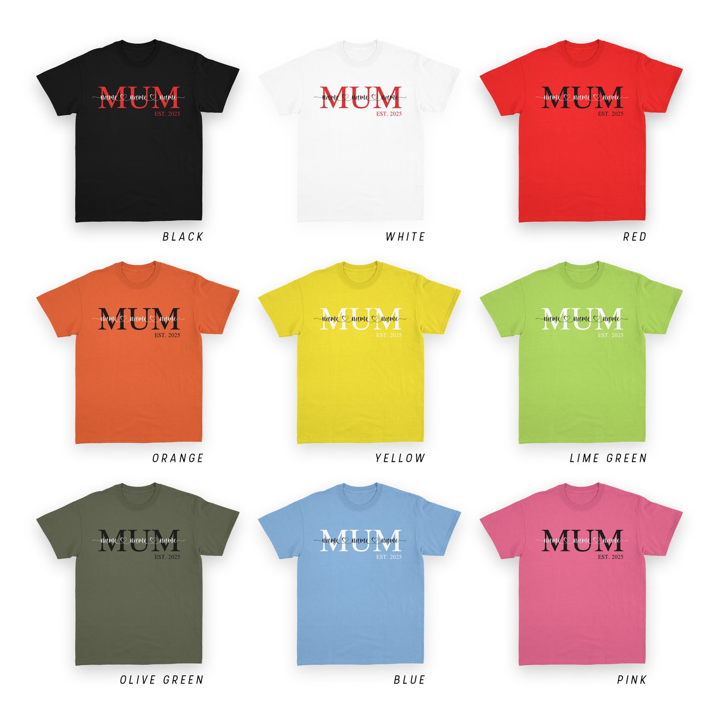 Personalised Mum or Mama Monogram T-Shirt