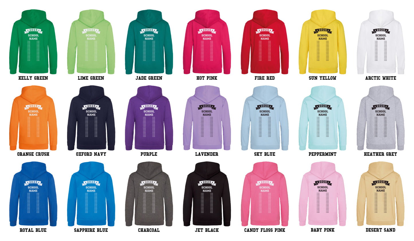 School Leavers Hoodie - Featuring School Name 2025 Style  E