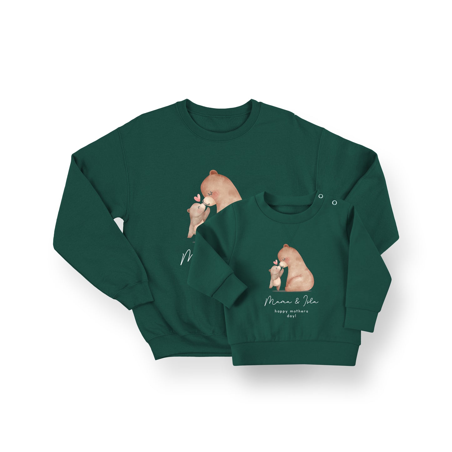 Personalised Mama and Cub Bear Jumper Set – Mum and Child Matching Sweatshirts