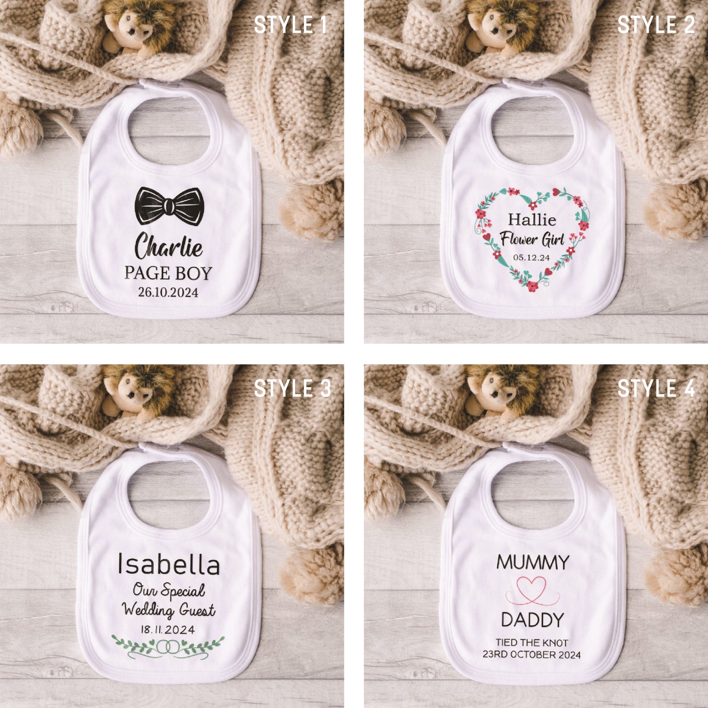 Personalised Baby Wedding Bib – Page Boy, Flower Girl or Guest