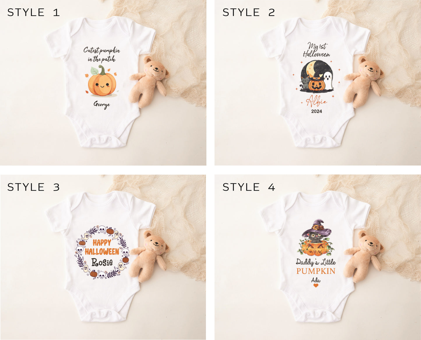 Baby’s First Halloween Outfit – Personalised Sleepsuit, Vest or Bib | 1st Halloween Gift Idea for Baby