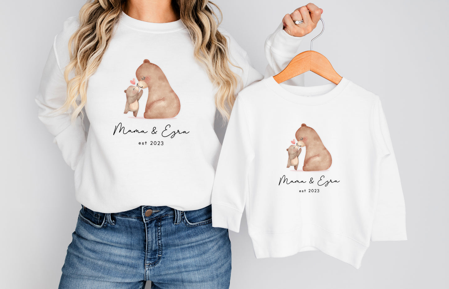 Personalised Mama and Cub Bear Jumper Set – Mum and Child Matching Sweatshirts