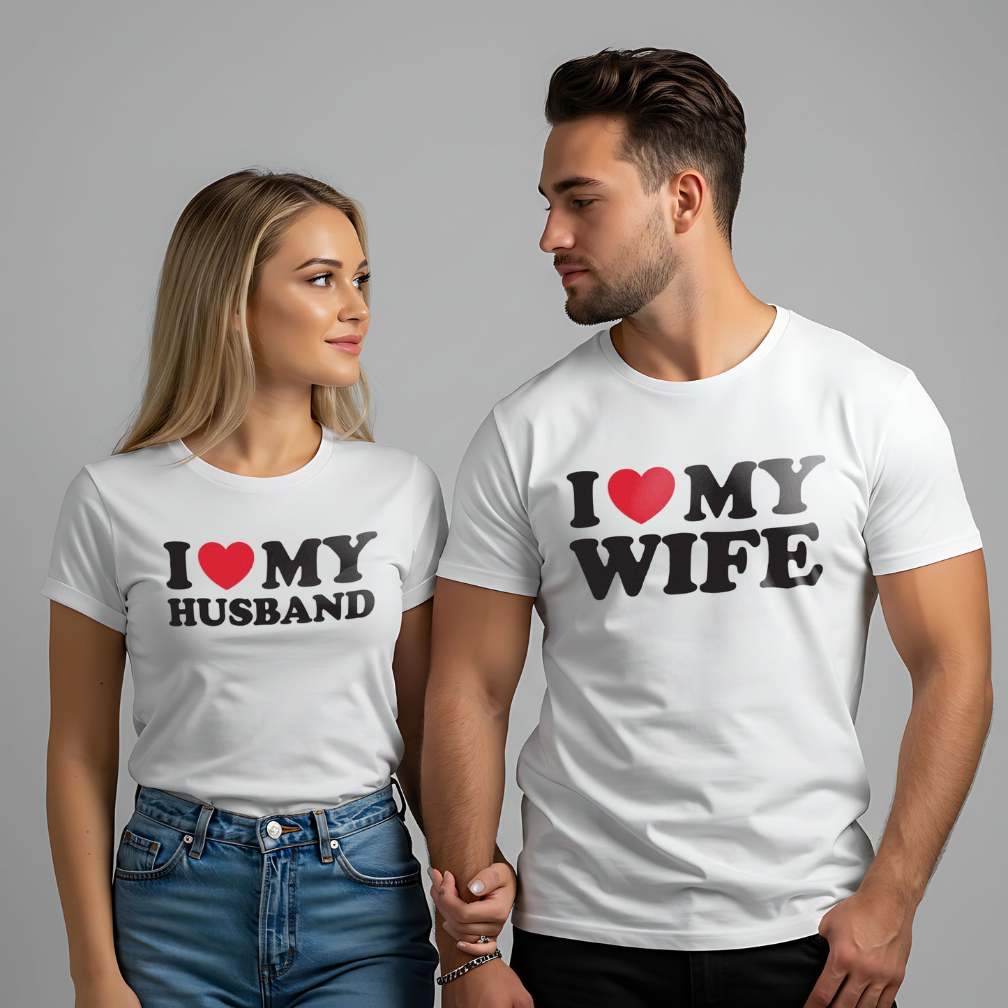 Personalised Couples Valentine’s Day T-Shirts - I Love My Husband/Wife Shirt