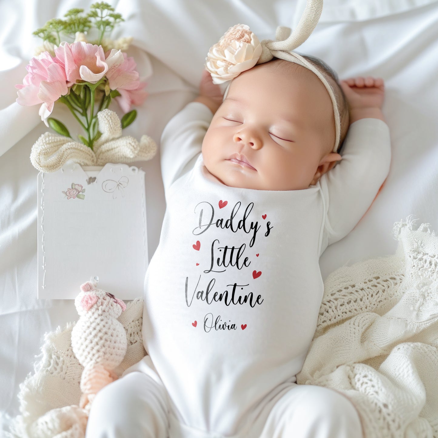 Little Valentine Baby Outfit – Personalised Cotton Babygrow, Vest or Bib
