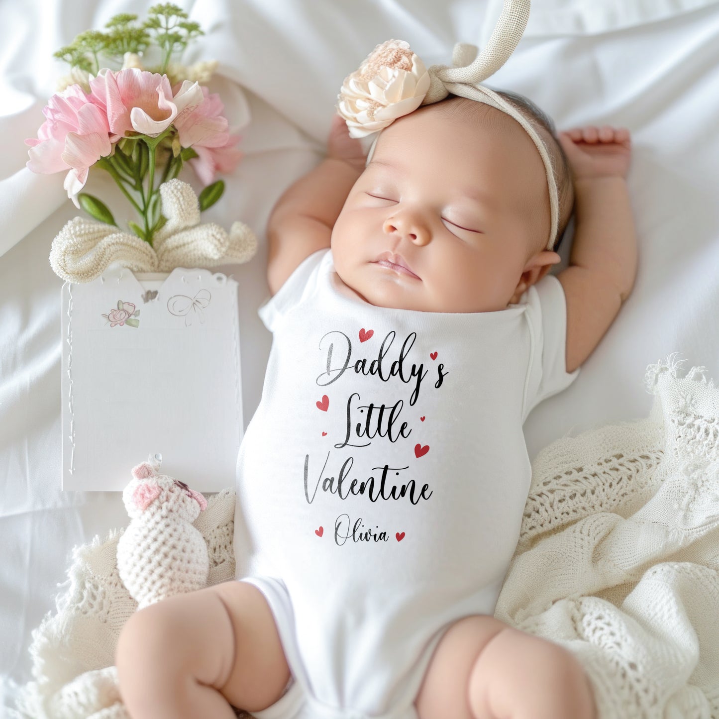 Little Valentine Baby Outfit – Personalised Cotton Babygrow, Vest or Bib