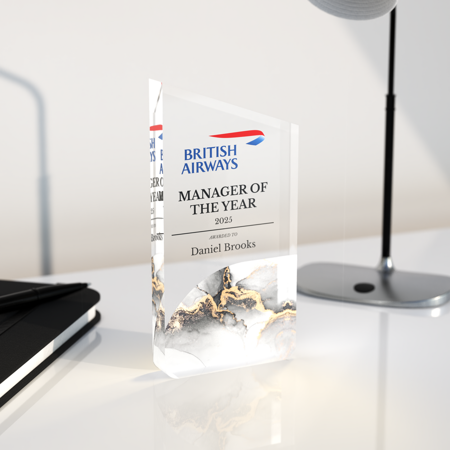 Personalised Acrylic Trophy – Custom Office or Sports Award with Glass Effect Finish