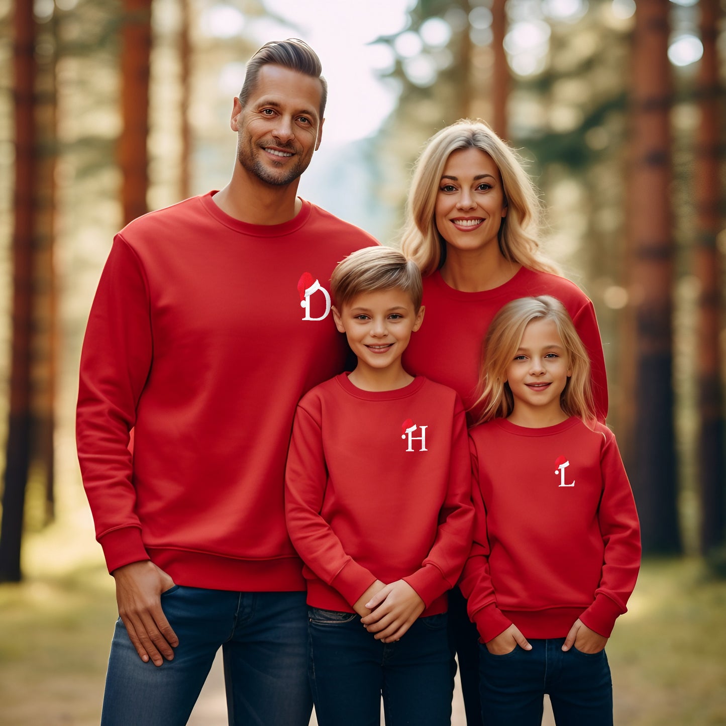 Personalised Family Christmas Jumper – Custom Santa Hat Name Sweater – Matching Christmas Jumpers for the Whole Family