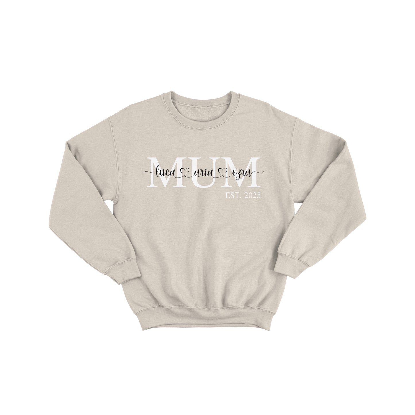 Mum Monogram Sweatshirt with Kids Name On Sleeve and Chest