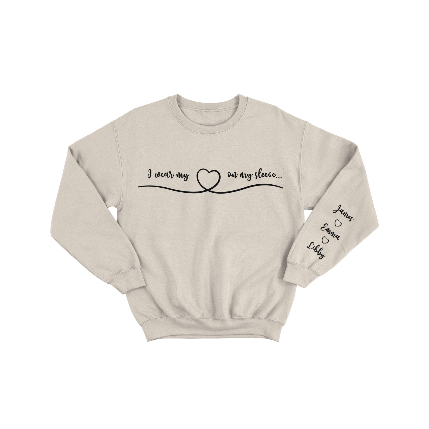 Personalised Mother Crewneck Sweatshirt with Kids Name On Sleeve Jumper