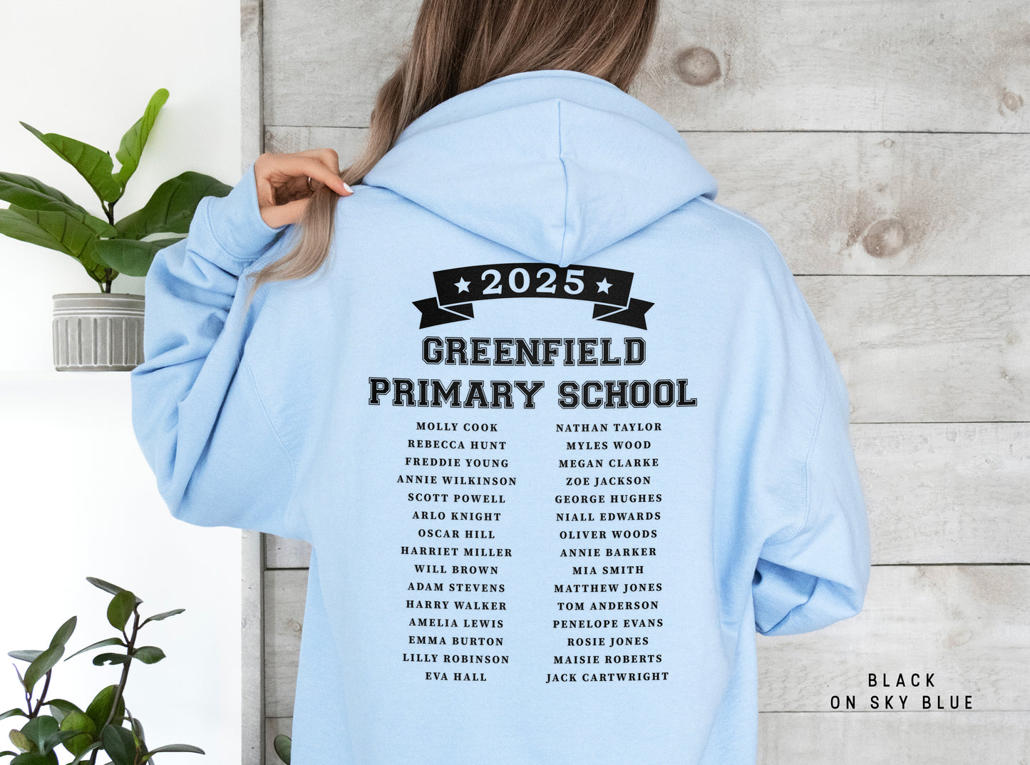 School Leavers Hoodie - Featuring School Name 2025 Style  E