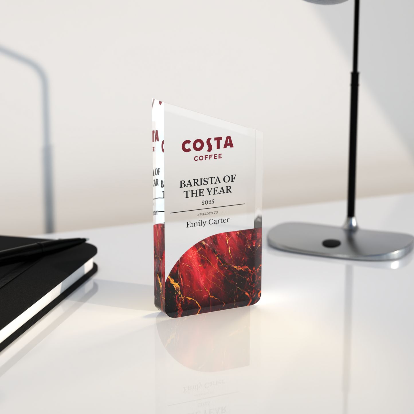 Personalised Acrylic Trophy – Custom Office or Sports Award with Glass Effect Finish