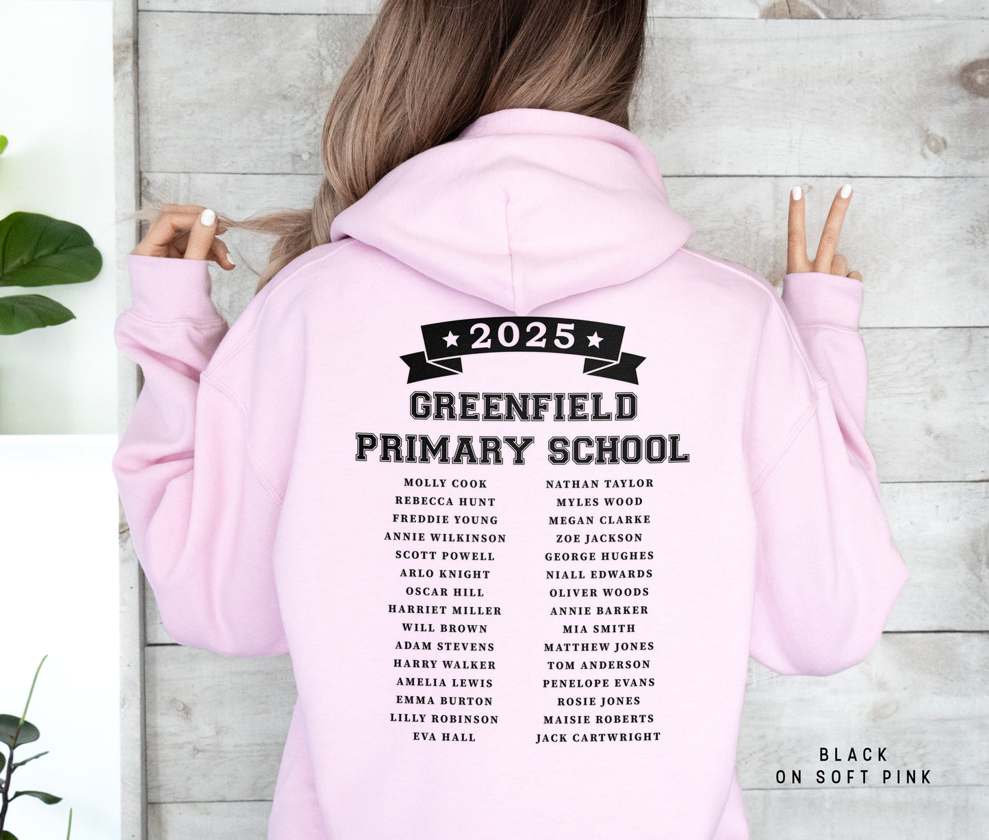 School Leavers Hoodie - Featuring School Name 2025 Style  E
