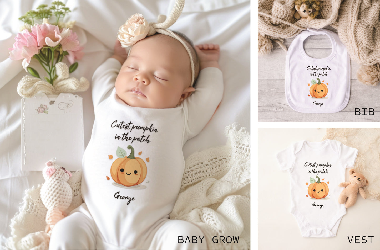 Baby’s First Halloween Outfit – Personalised Sleepsuit, Vest or Bib | 1st Halloween Gift Idea for Baby