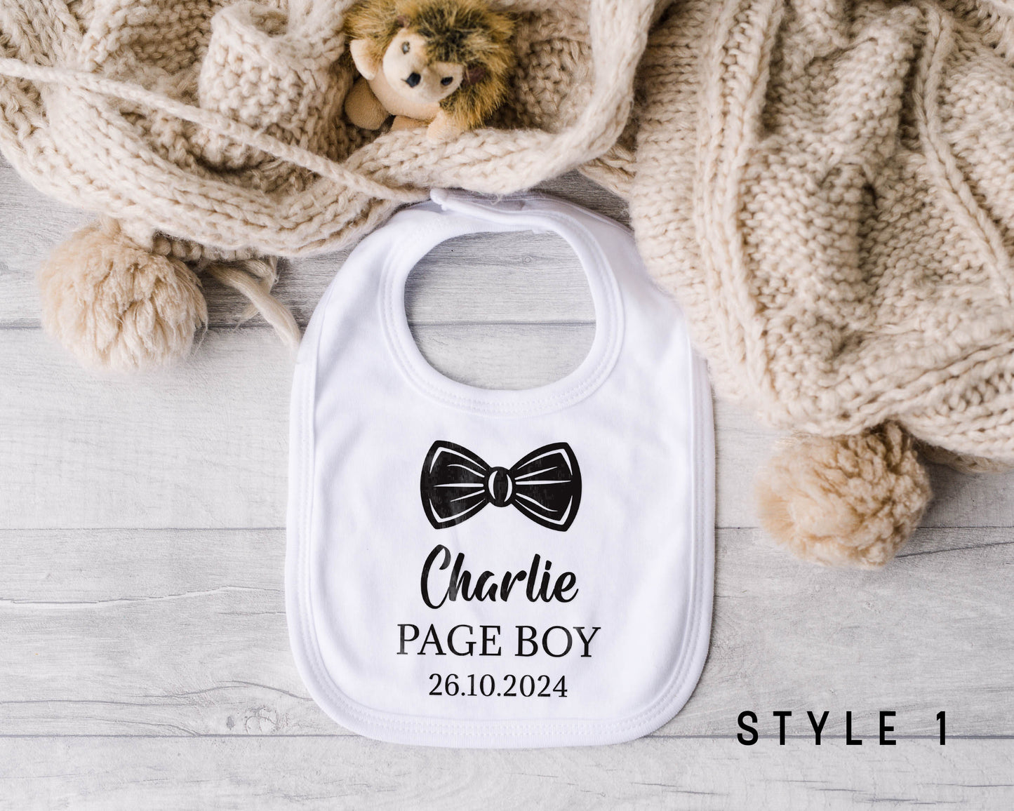 Personalised Baby Wedding Bib – Page Boy, Flower Girl or Guest