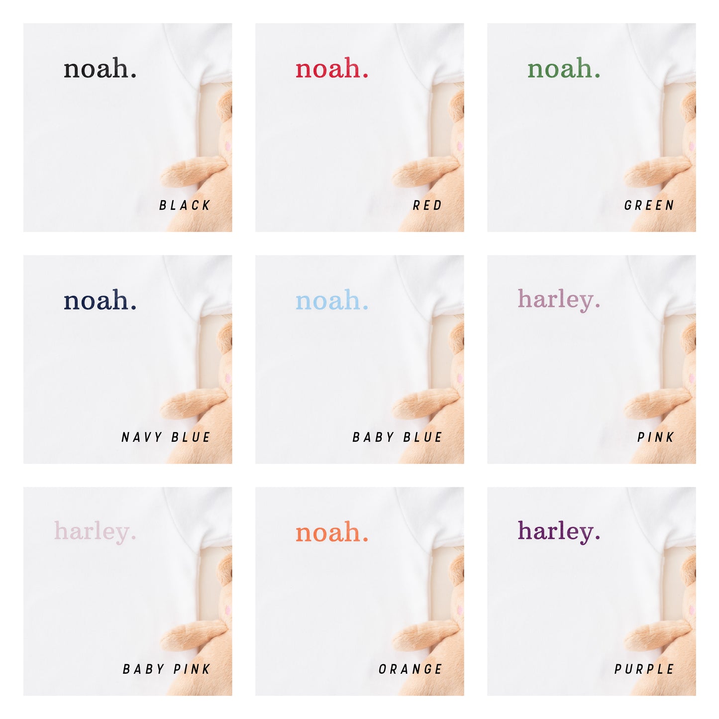 Personalised Baby Sleepsuit, Vest or Bib – Custom Printed Name Gift
