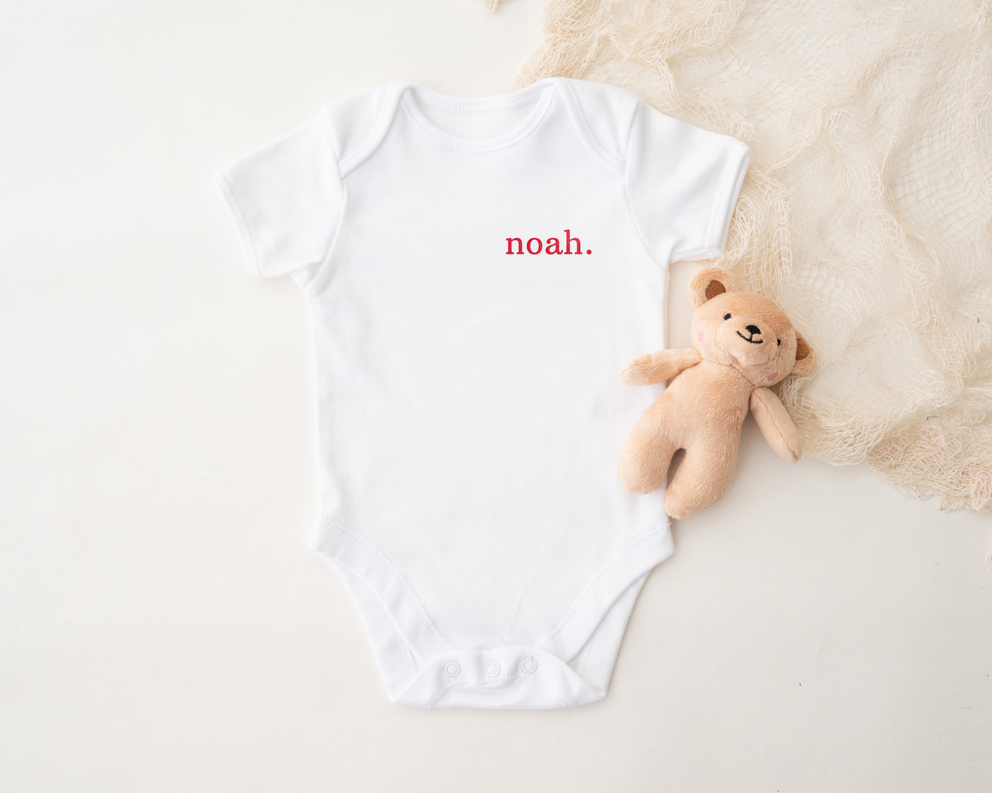 Personalised Baby Sleepsuit, Vest or Bib – Custom Printed Name Gift