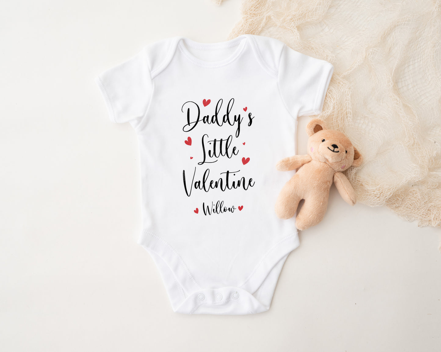 Little Valentine Baby Outfit – Personalised Cotton Babygrow, Vest or Bib