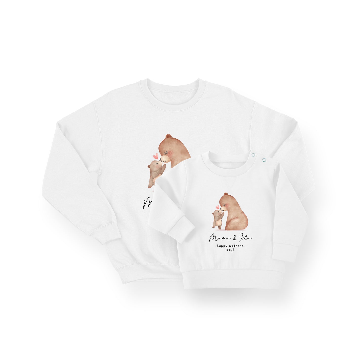 Personalised Mama and Cub Bear Jumper Set – Mum and Child Matching Sweatshirts