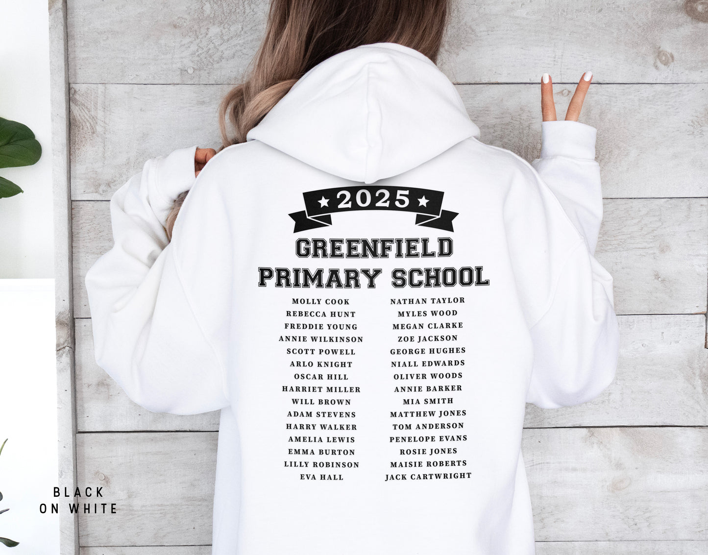 School Leavers Hoodie - Featuring School Name 2025 Style  E