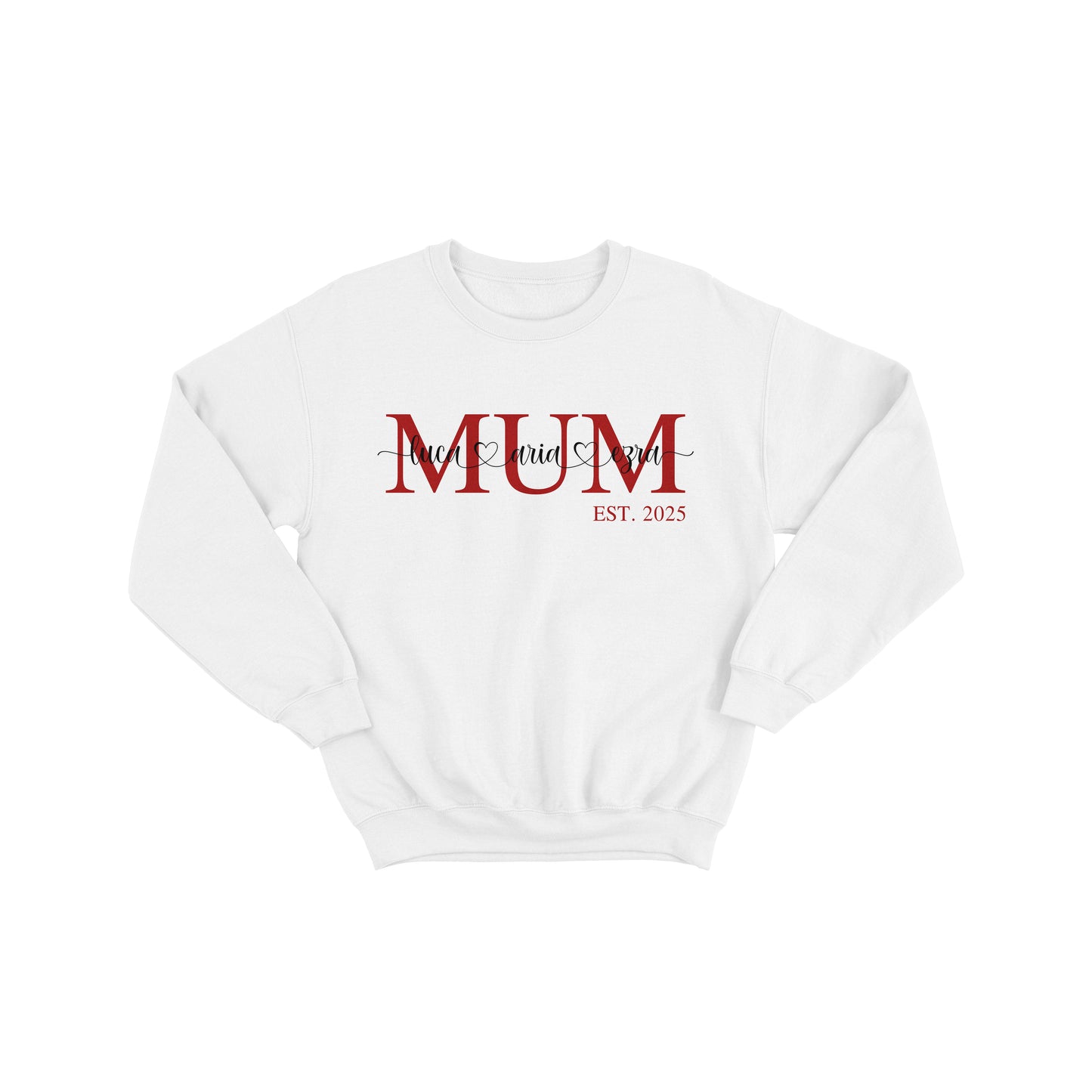Mum Monogram Sweatshirt with Kids Name On Sleeve and Chest