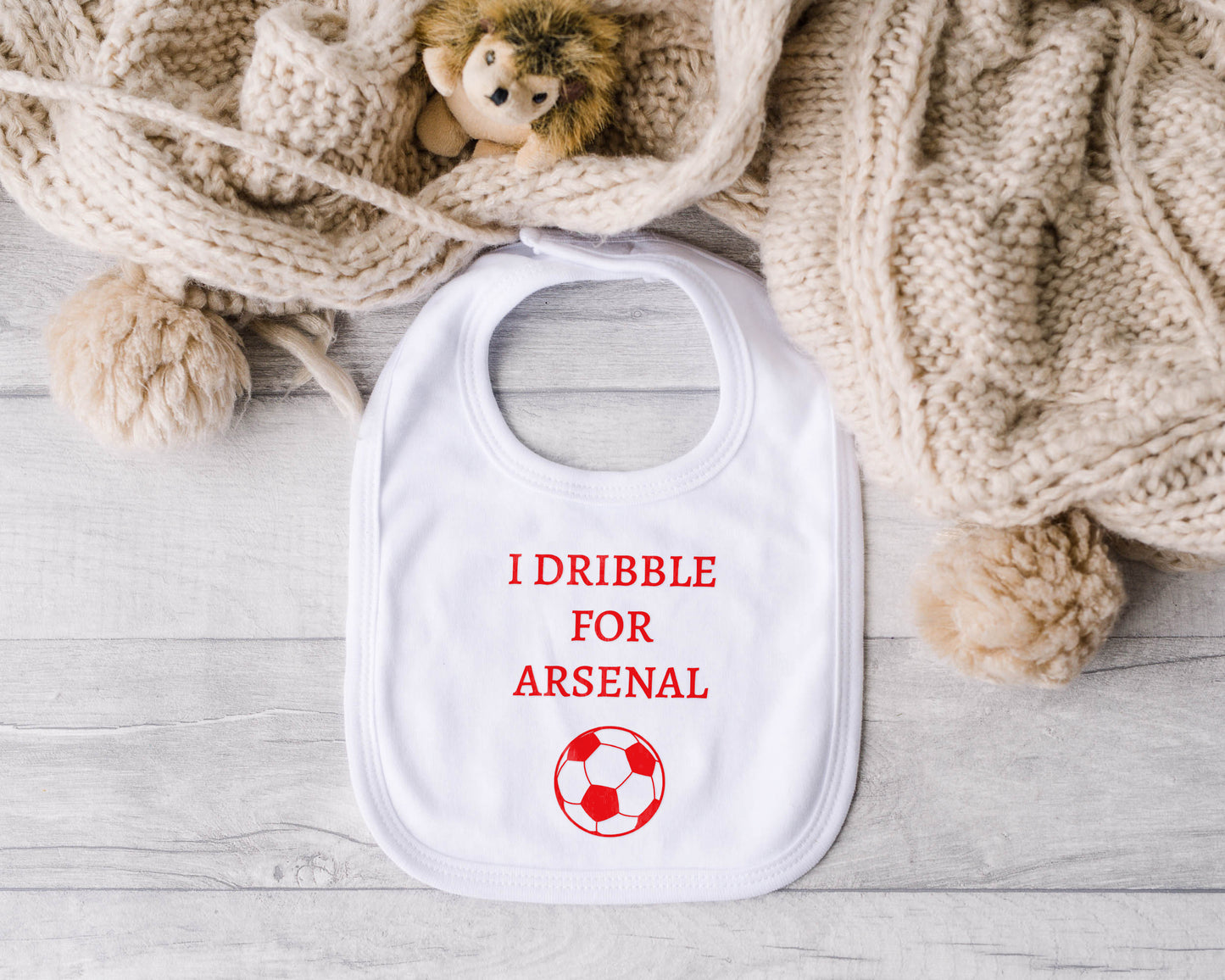 Personalised Baby Bib – Football Theme with Custom Text