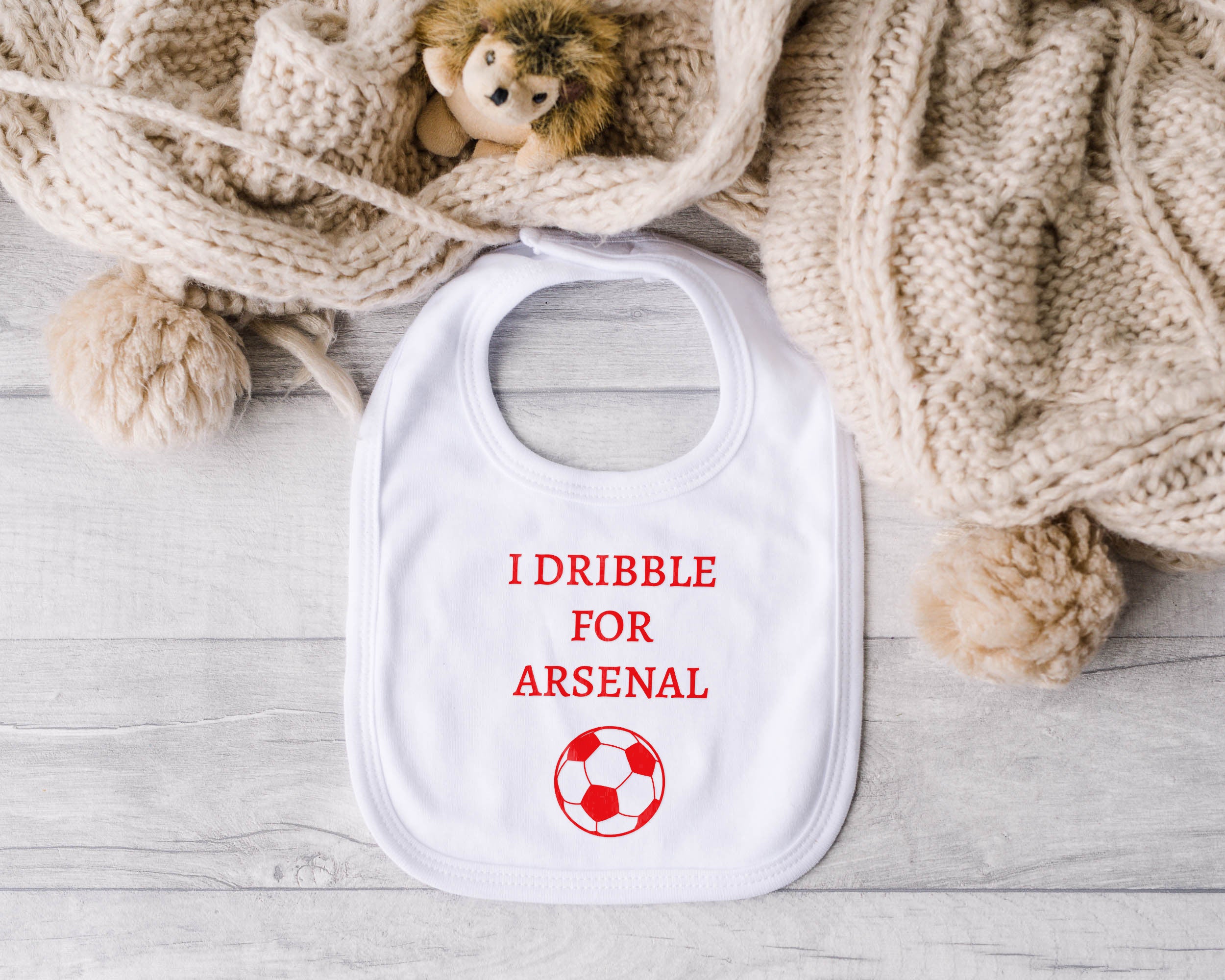 Personalised Baby Bib – Football Theme with Custom Text