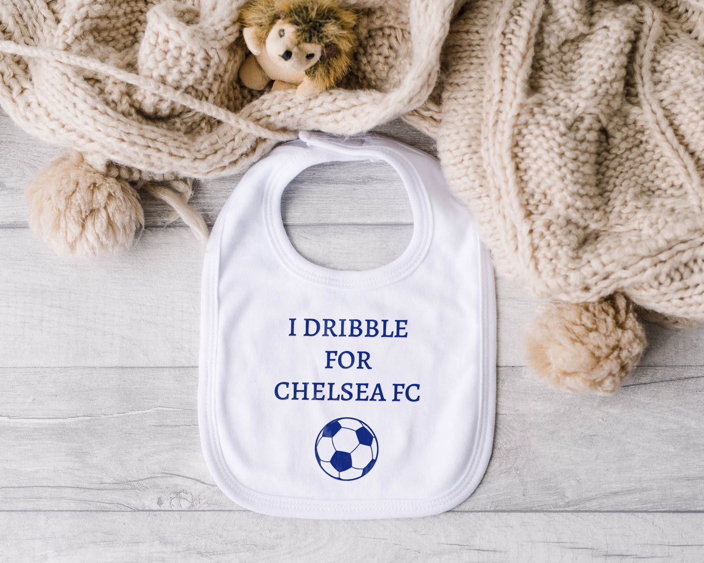 Personalised Baby Bib – Football Theme with Custom Text