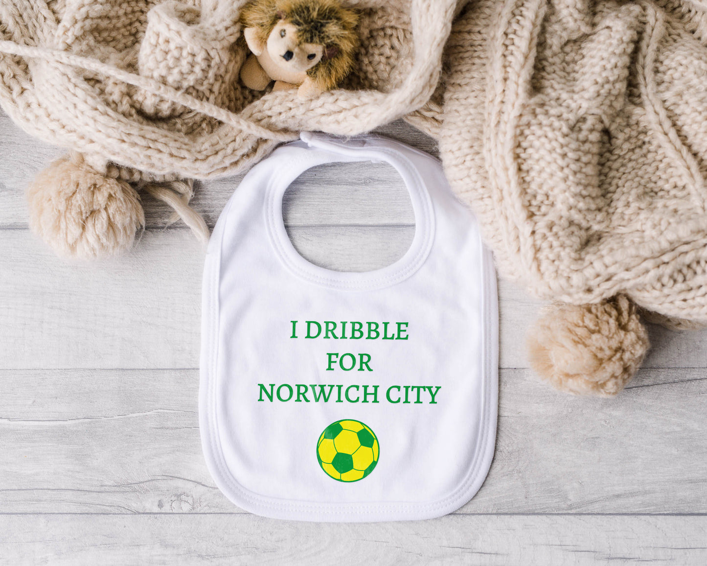 Personalised Baby Bib – Football Theme with Custom Text