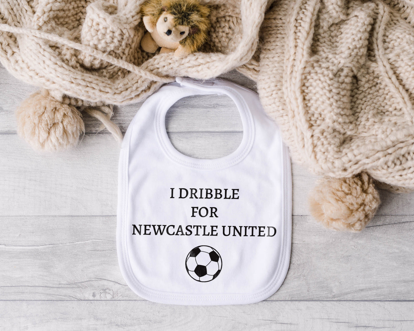 Personalised Baby Bib – Football Theme with Custom Text