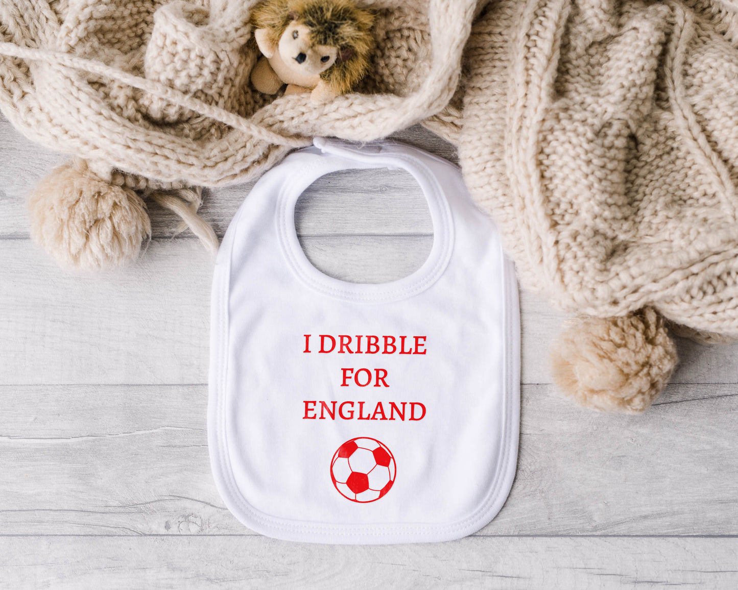 Personalised Baby Bib – Football Theme with Custom Text
