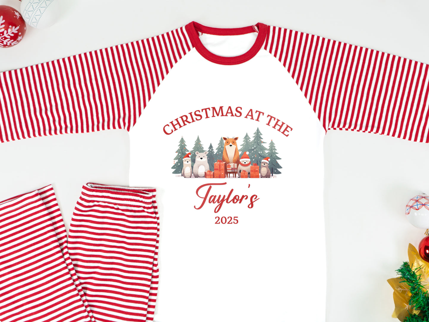 Personalised Matching Family Christmas Pyjamas –  Cute Animal Design