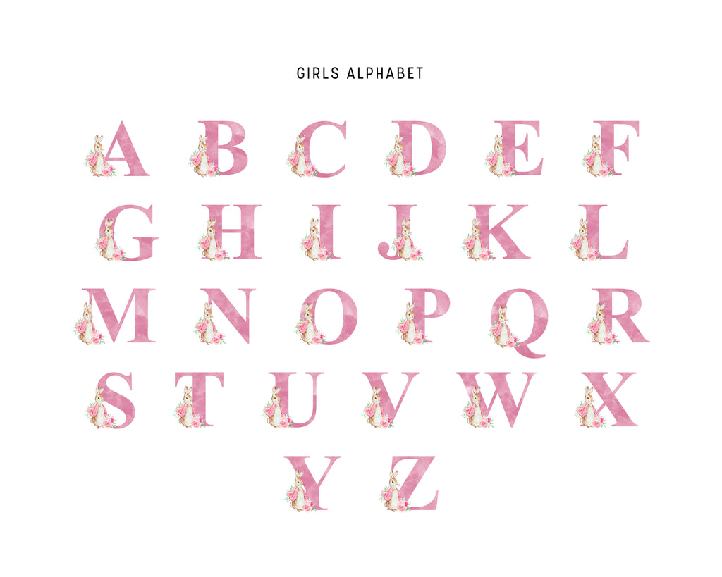 Personalised Baby Outfit with Rabbit & Initial – Pink or Blue Sleepsuit, Vest or Babygrow – New Baby Gift
