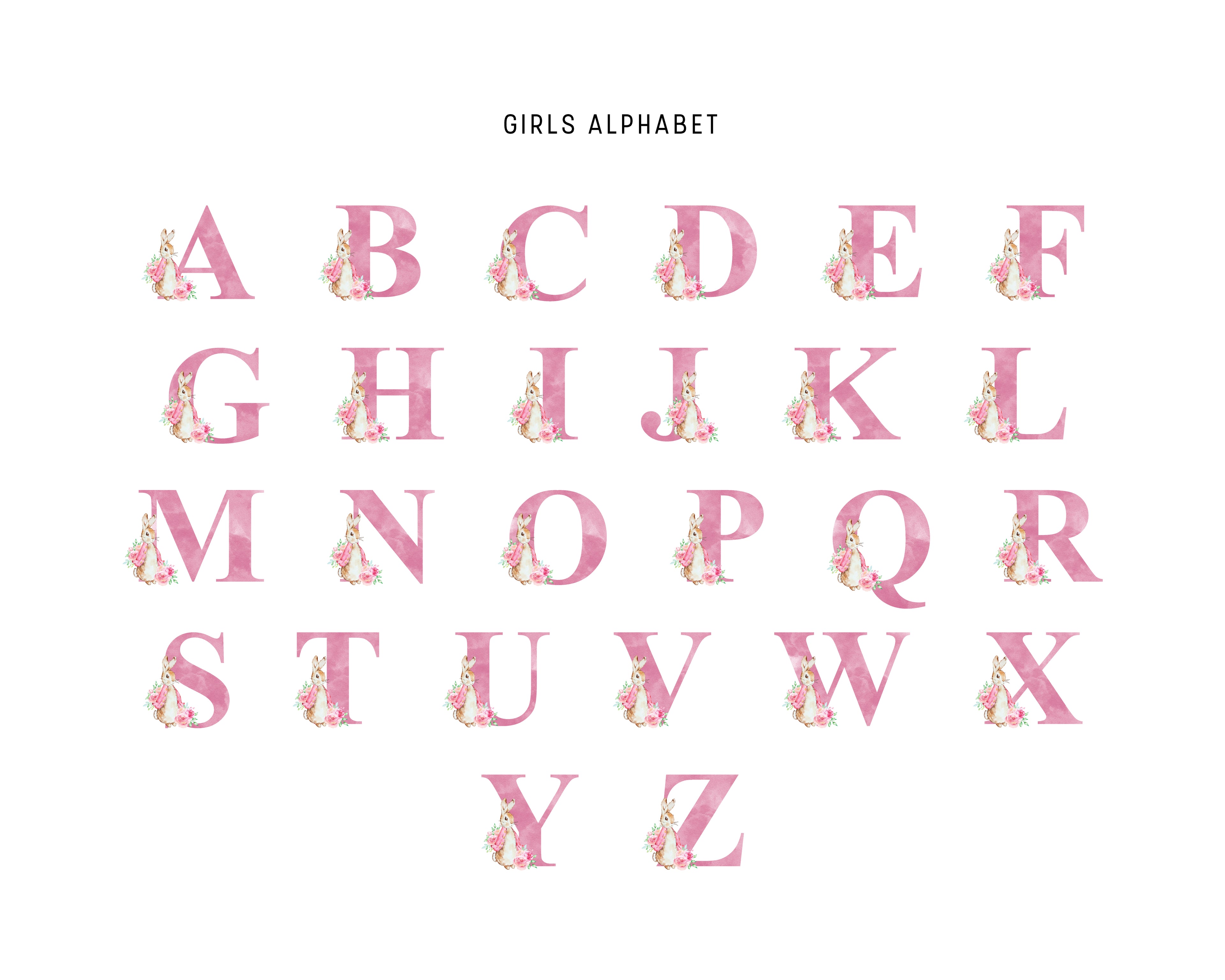 Personalised Baby Outfit with Rabbit & Initial – Pink or Blue Sleepsuit, Vest or Babygrow – New Baby Gift