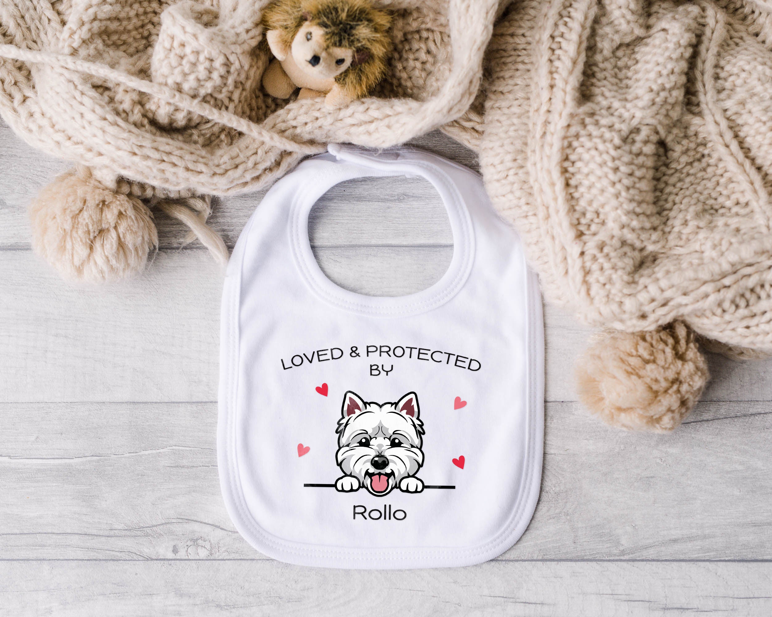 Personalised ‘Protected by Dog’ Baby Grow – Custom Dog Name & Breed