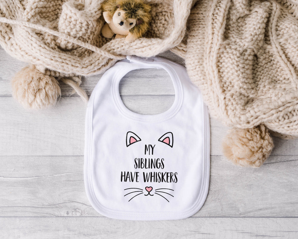 My Siblings Have Whiskers Baby Sleepsuit or Bib – Cute Animal Lover Baby Outfit