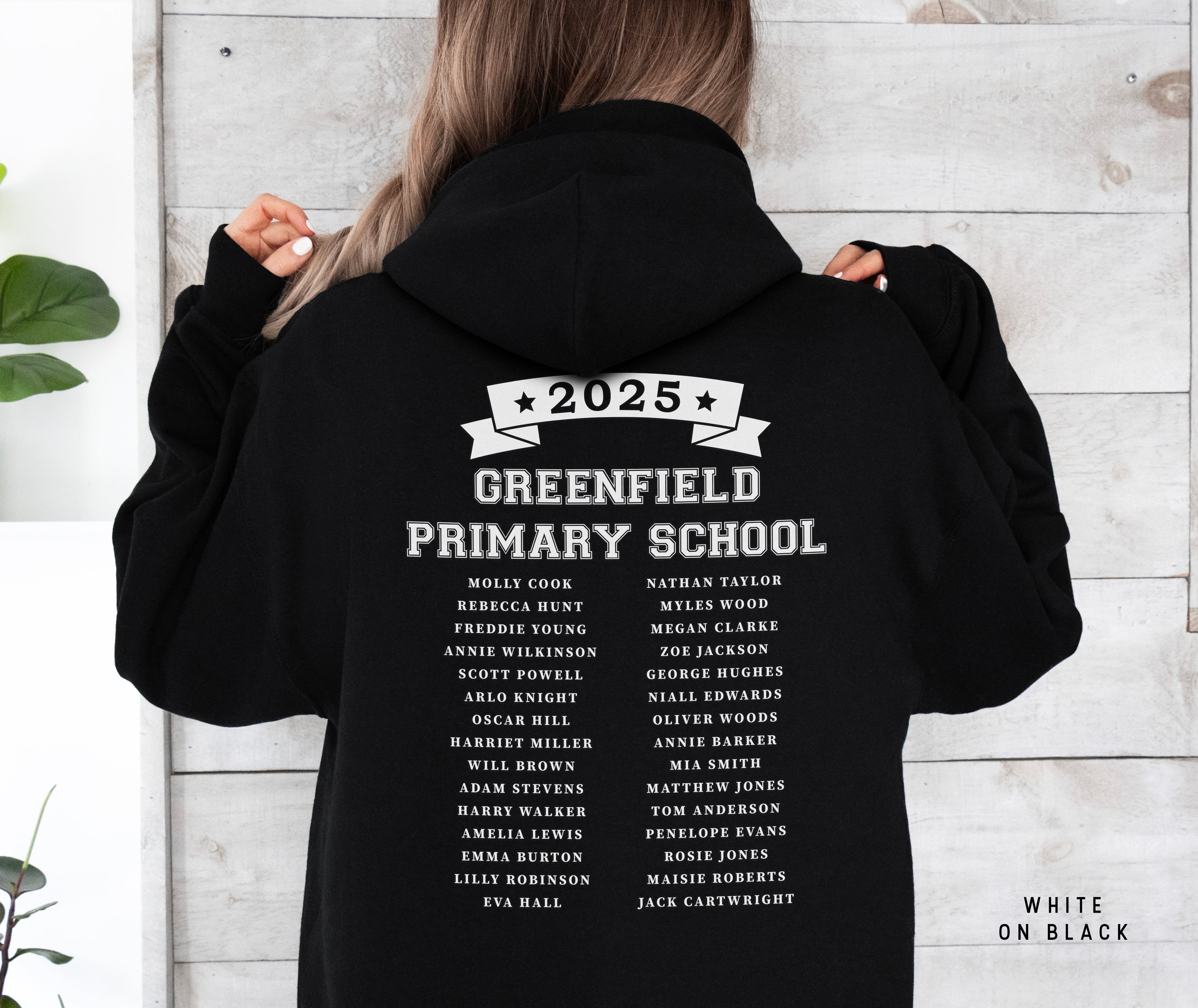 School Leavers Hoodie - Featuring School Name 2025 Style  E