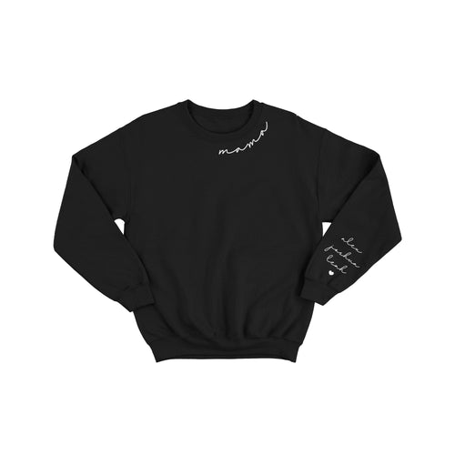 Mama Sweatshirt with Kids’ Names on Sleeve