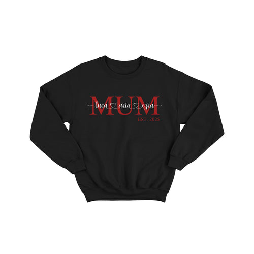 Personalised Mum Sweatshirt – Monogram with Children’s Names & EST. Year